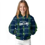 customized seattle seahawks bolt stripe blue varsity jacket best selling