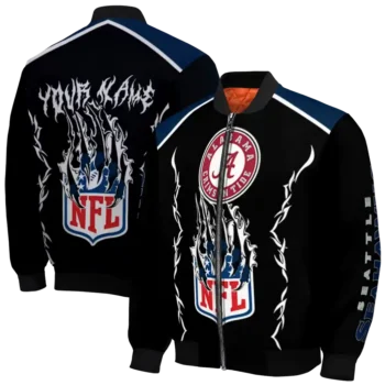 customized seattle seahawks claw blood blue black bomber jacket fashion forward