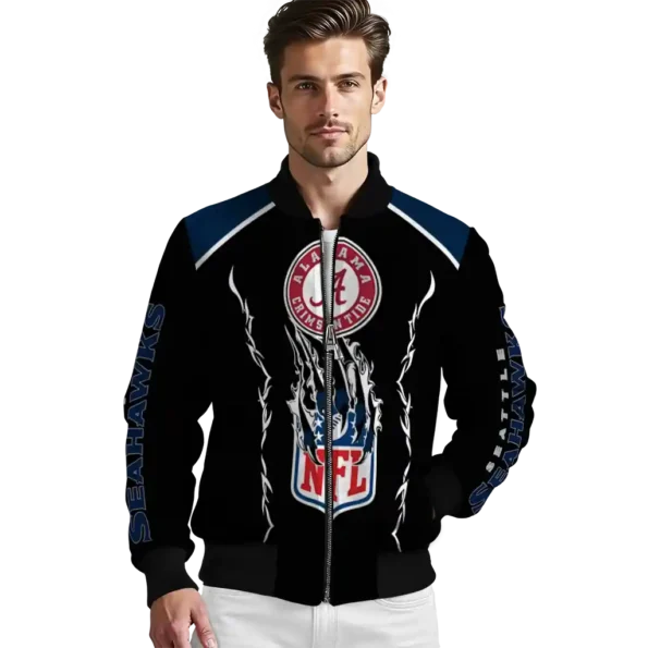 customized seattle seahawks claw blood blue black bomber jacket high quality