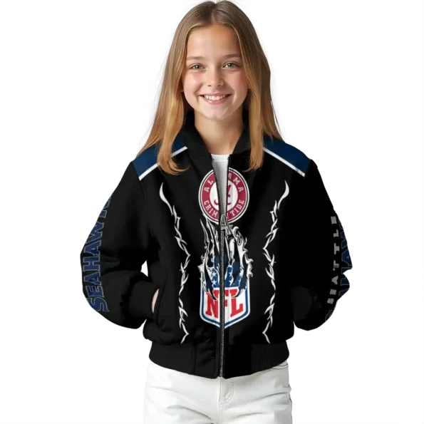 customized seattle seahawks claw blood blue black bomber jacket top rated