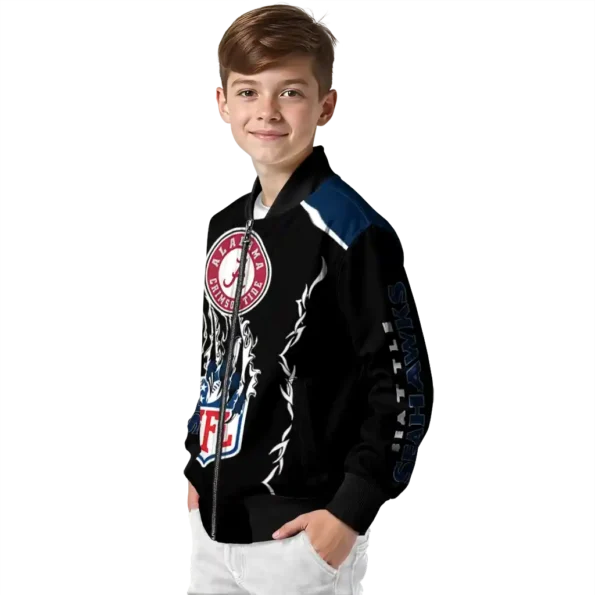 customized seattle seahawks claw blood blue black bomber jacket trendy