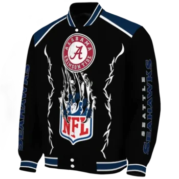 customized seattle seahawks claw blood blue black varsity jacket best selling