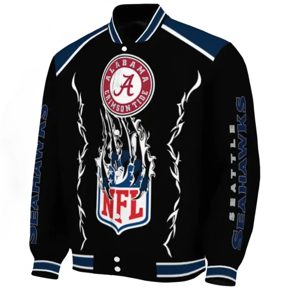 customized seattle seahawks claw blood blue black varsity jacket best selling