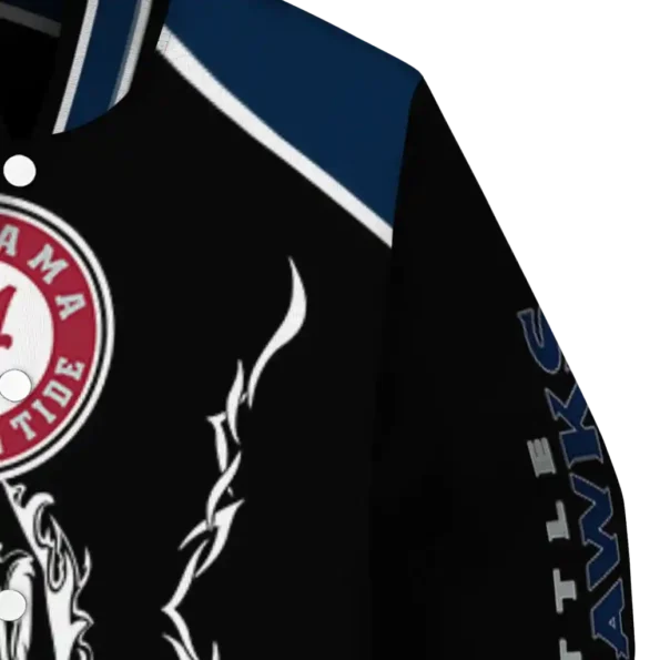 customized seattle seahawks claw blood blue black varsity jacket premium grade