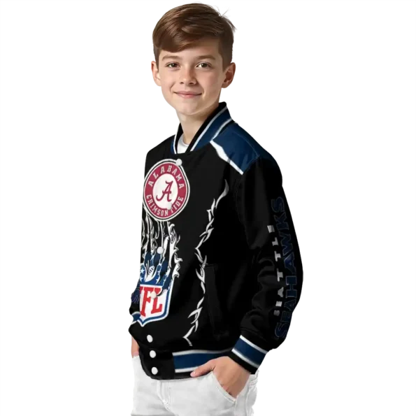 customized seattle seahawks claw blood blue black varsity jacket trendy