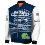 customized seattle seahawks ferris arena blue white bomber jacket best selling