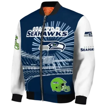 customized seattle seahawks ferris arena blue white bomber jacket best selling