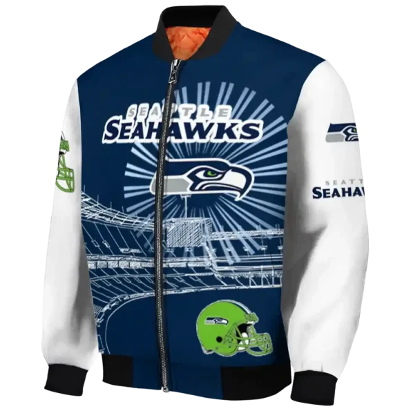 customized seattle seahawks ferris arena blue white bomber jacket best selling