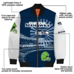 customized seattle seahawks ferris arena blue white bomber jacket best selling