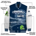 customized seattle seahawks ferris arena blue white varsity jacket best selling