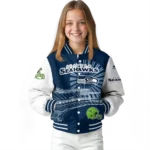 customized seattle seahawks ferris arena blue white varsity jacket best selling