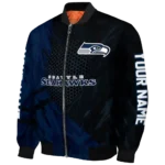 customized seattle seahawks hexagon mesh blue black bomber jacket best selling