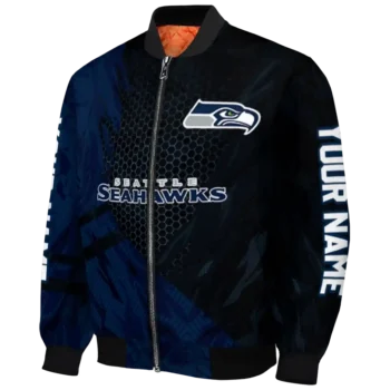 customized seattle seahawks hexagon mesh blue black bomber jacket best selling