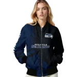 customized seattle seahawks hexagon mesh blue black bomber jacket best selling
