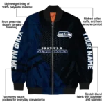 customized seattle seahawks hexagon mesh blue black bomber jacket best selling