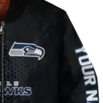 customized seattle seahawks hexagon mesh blue black bomber jacket best selling