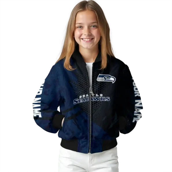customized seattle seahawks hexagon mesh blue black bomber jacket top rated