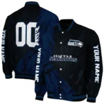customized seattle seahawks hexagon mesh blue black varsity jacket best selling