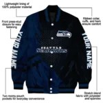 customized seattle seahawks hexagon mesh blue black varsity jacket best selling