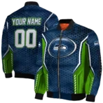 customized seattle seahawks power plate blue bomber jacket best selling