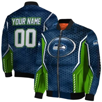 customized seattle seahawks power plate blue bomber jacket fashion forward