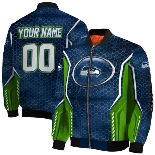 customized seattle seahawks power plate blue bomber jacket fashion forward