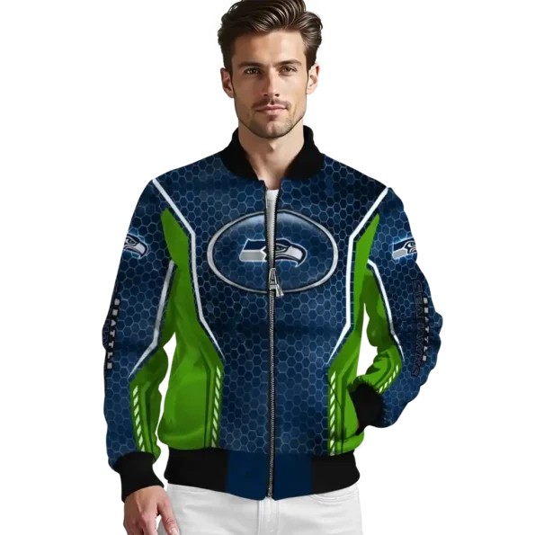 customized seattle seahawks power plate blue bomber jacket high quality
