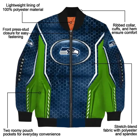 customized seattle seahawks power plate blue bomber jacket new arrival