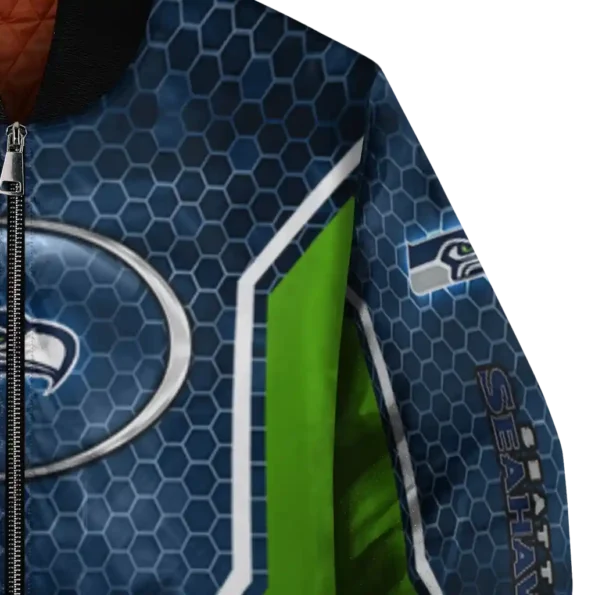 customized seattle seahawks power plate blue bomber jacket premium grade