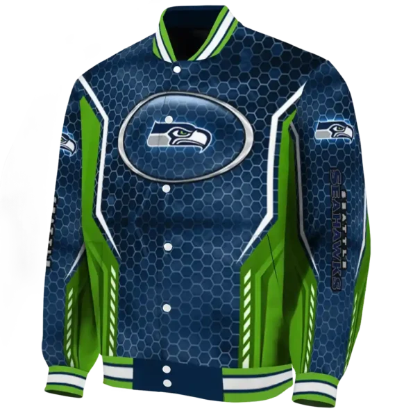 customized seattle seahawks power plate blue varsity jacket best selling