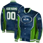 customized seattle seahawks power plate blue varsity jacket best selling