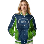 customized seattle seahawks power plate blue varsity jacket best selling