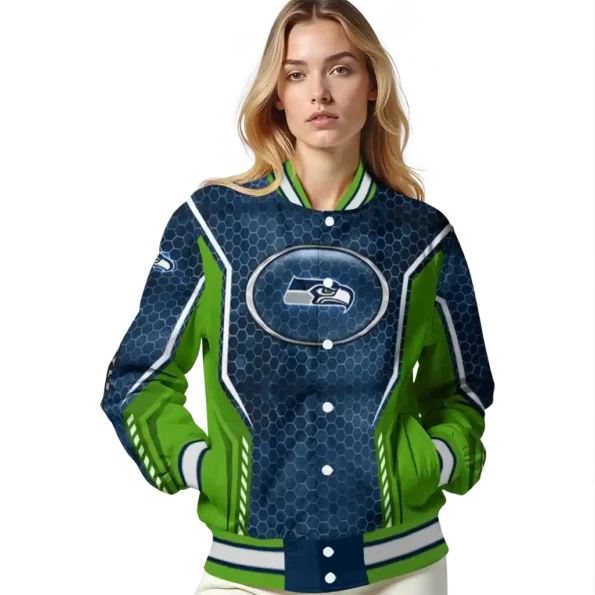 customized seattle seahawks power plate blue varsity jacket latest model