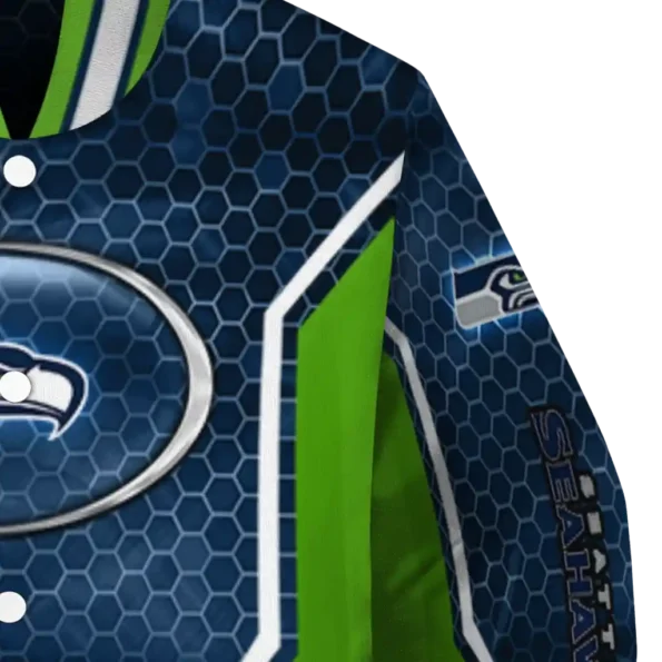 customized seattle seahawks power plate blue varsity jacket premium grade