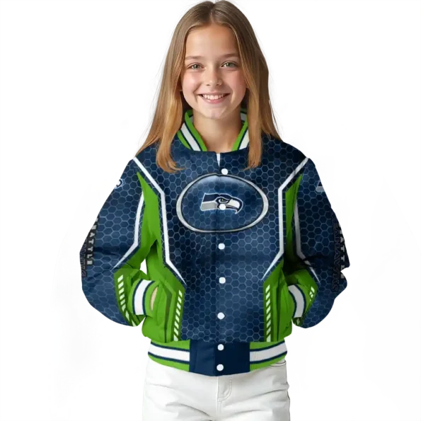 customized seattle seahawks power plate blue varsity jacket top rated
