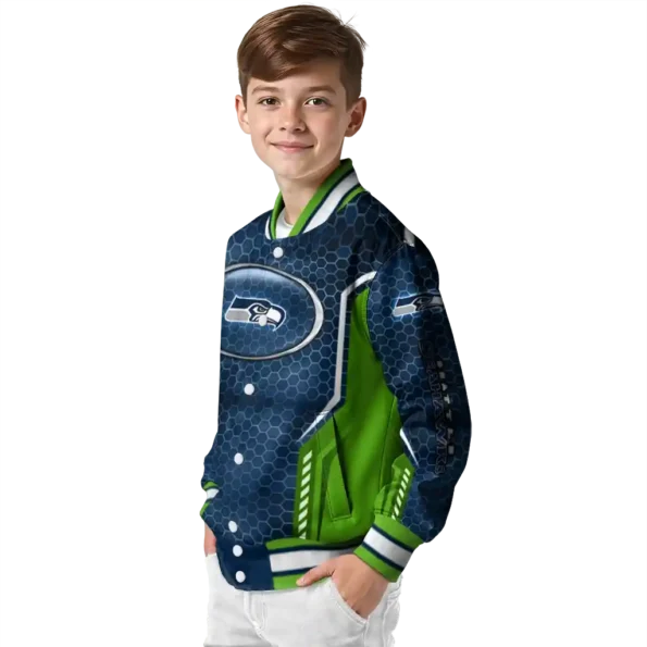 customized seattle seahawks power plate blue varsity jacket trendy