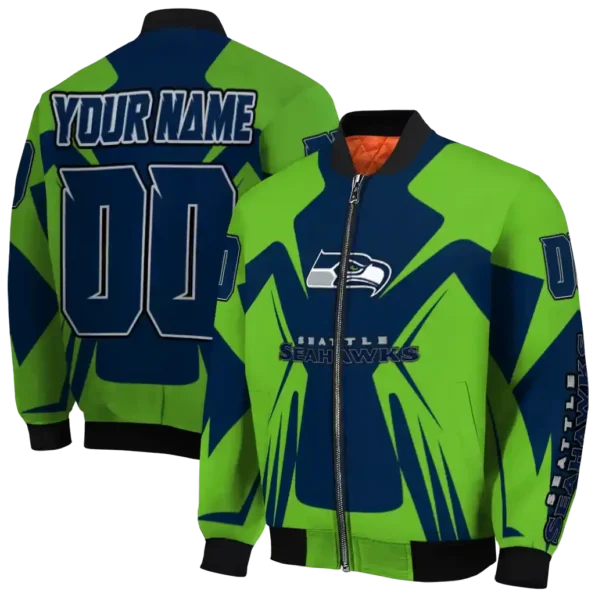 customized seattle seahawks spider mark blue green crocs bomber jacket fashion forward