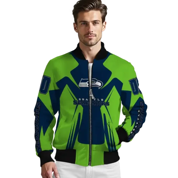 customized seattle seahawks spider mark blue green crocs bomber jacket high quality