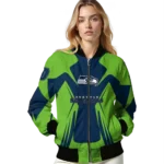 customized seattle seahawks spider mark blue green crocs bomber jacket best selling
