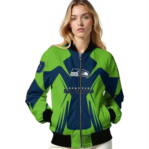 customized seattle seahawks spider mark blue green crocs bomber jacket latest model