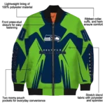 customized seattle seahawks spider mark blue green crocs bomber jacket best selling