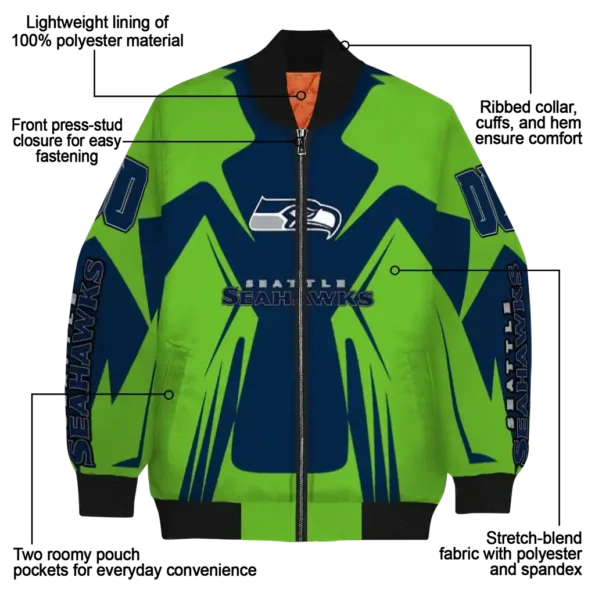customized seattle seahawks spider mark blue green crocs bomber jacket new arrival