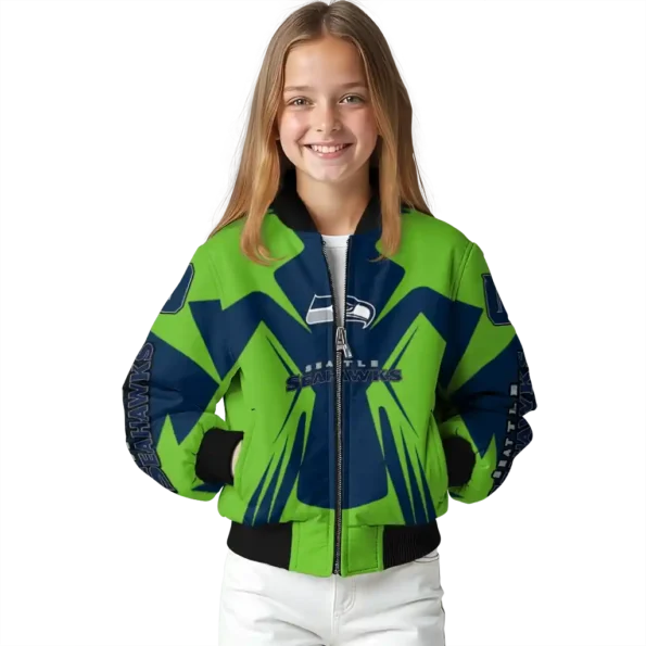 customized seattle seahawks spider mark blue green crocs bomber jacket top rated