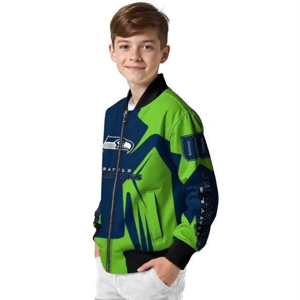 customized seattle seahawks spider mark blue green crocs bomber jacket trendy