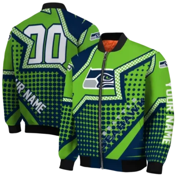 customized seattle seahawks star burst blue bomber jacket fashion forward