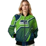 customized seattle seahawks star burst blue bomber jacket best selling
