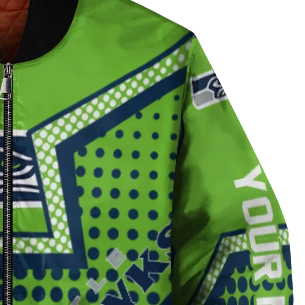 customized seattle seahawks star burst blue bomber jacket premium grade