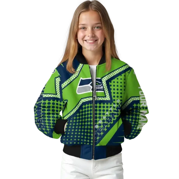 customized seattle seahawks star burst blue bomber jacket top rated