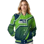 customized seattle seahawks star burst blue varsity jacket best selling