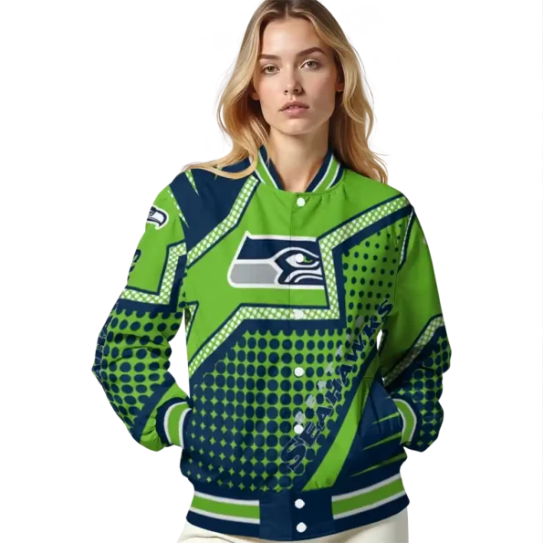 customized seattle seahawks star burst blue varsity jacket latest model